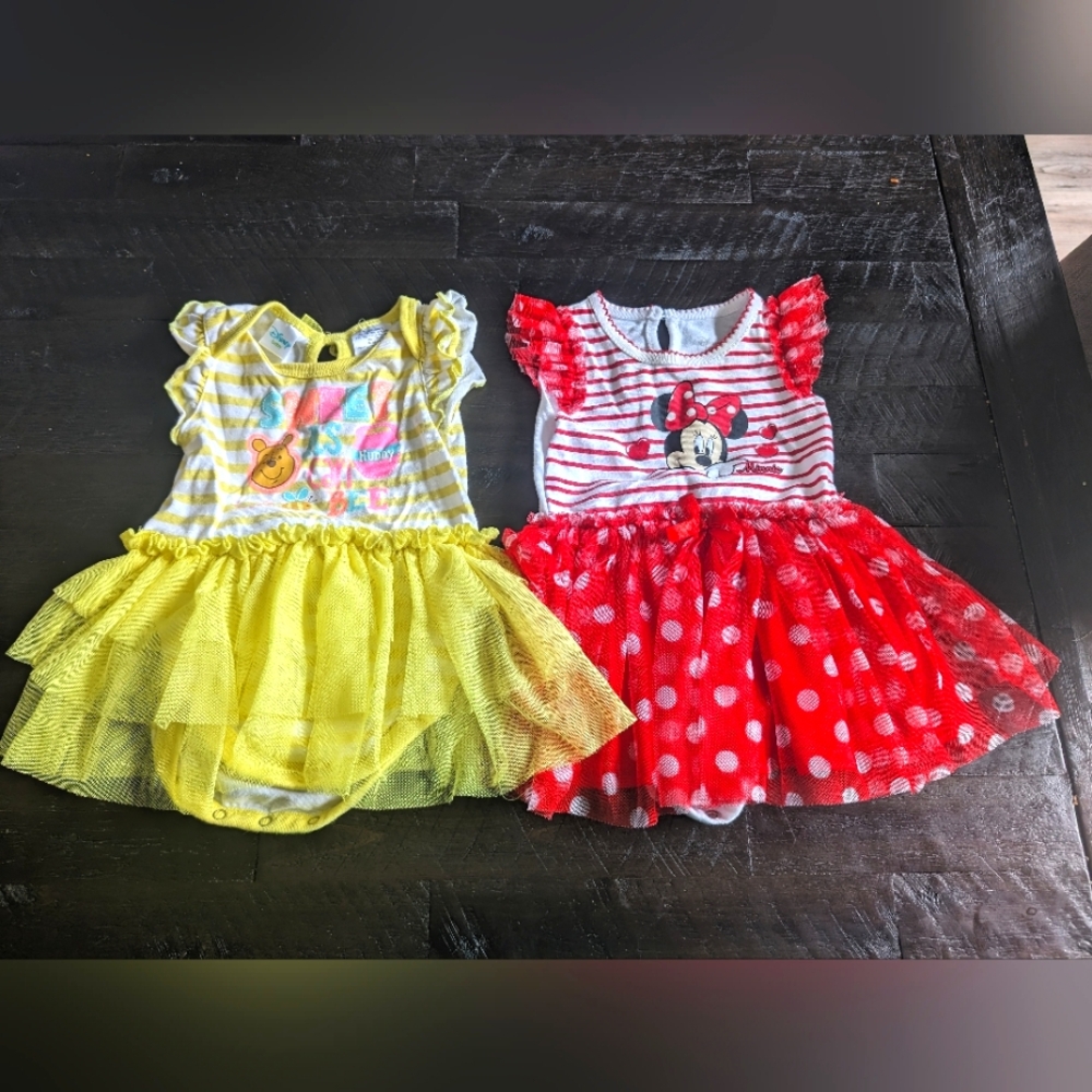 Disney Baby Dresses Minnie & Winnie the Pooh Sz 6-9 months Very comfortable